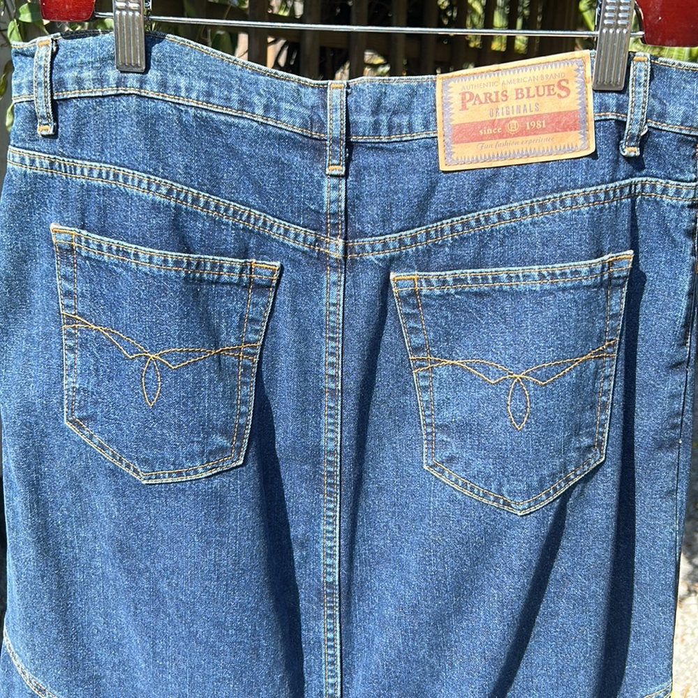 Denim Maxi Skirt stylish straight slits high waist belt loops 5 pockets vintage - Picture 6 of 12